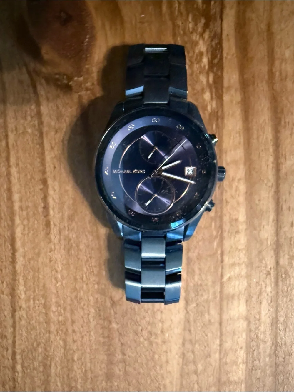 Michael Kors Gunmetal Blue Link Watch - Picture 1 of 6